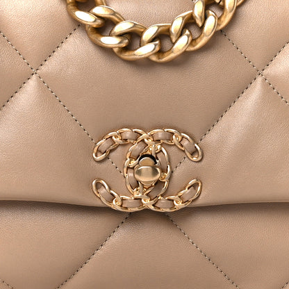 Chanel Lambskin Quilted Medium Chanel 19 Flap Dark Beige 8 of 11