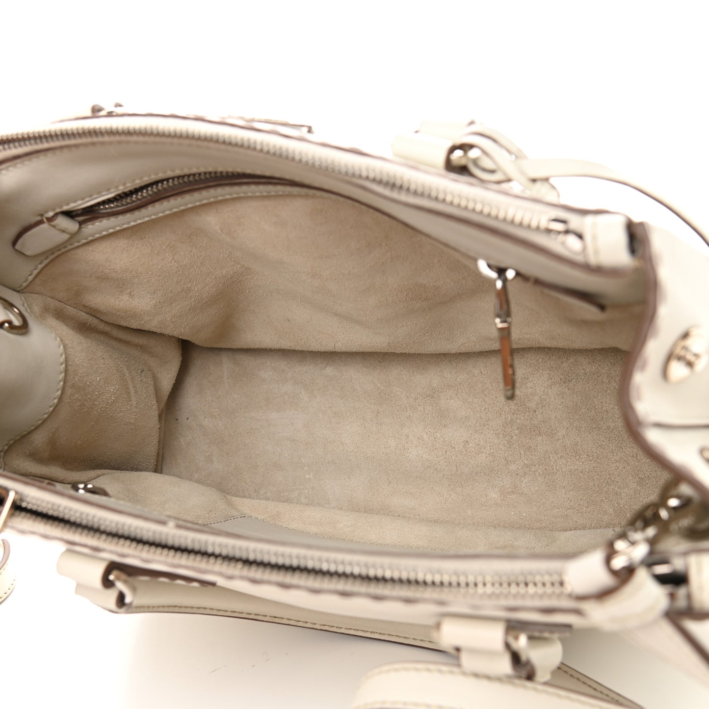 City Calf Hand Stitched Small Galleria Double Zip Tote Talco