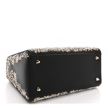 Christian Dior Calfskin Beaded Embroidered Ramage Butterfly Medium Lady Dior Black White Black White 4 of 10