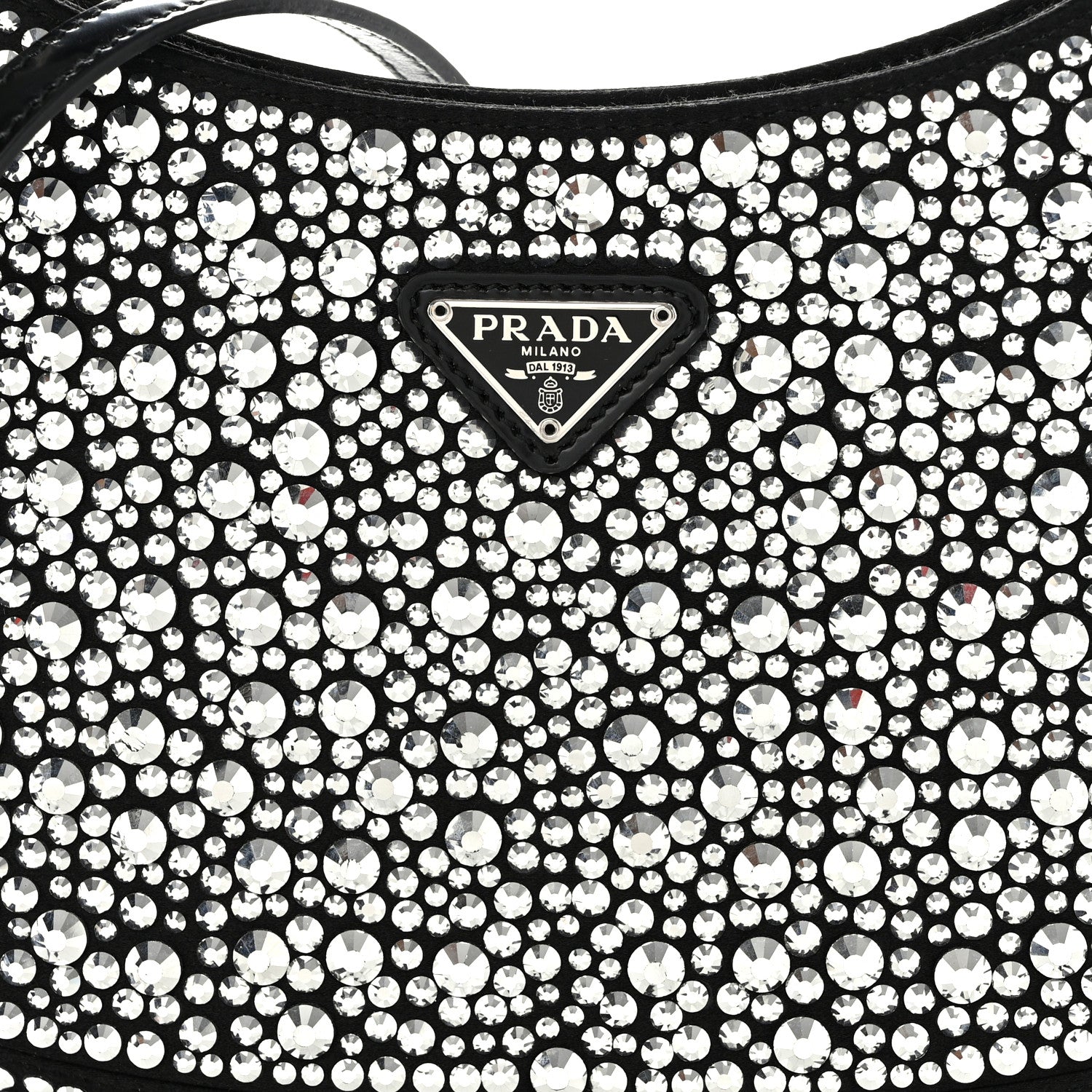 Prada Satin Crystal Cleo Adjustable Strap Shoulder Bag Metal 8 of 10