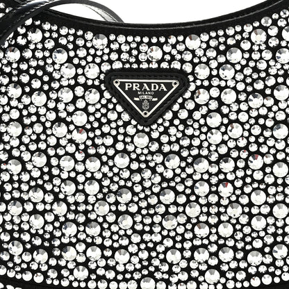 Prada Satin Crystal Cleo Adjustable Strap Shoulder Bag Metal 8 of 10
