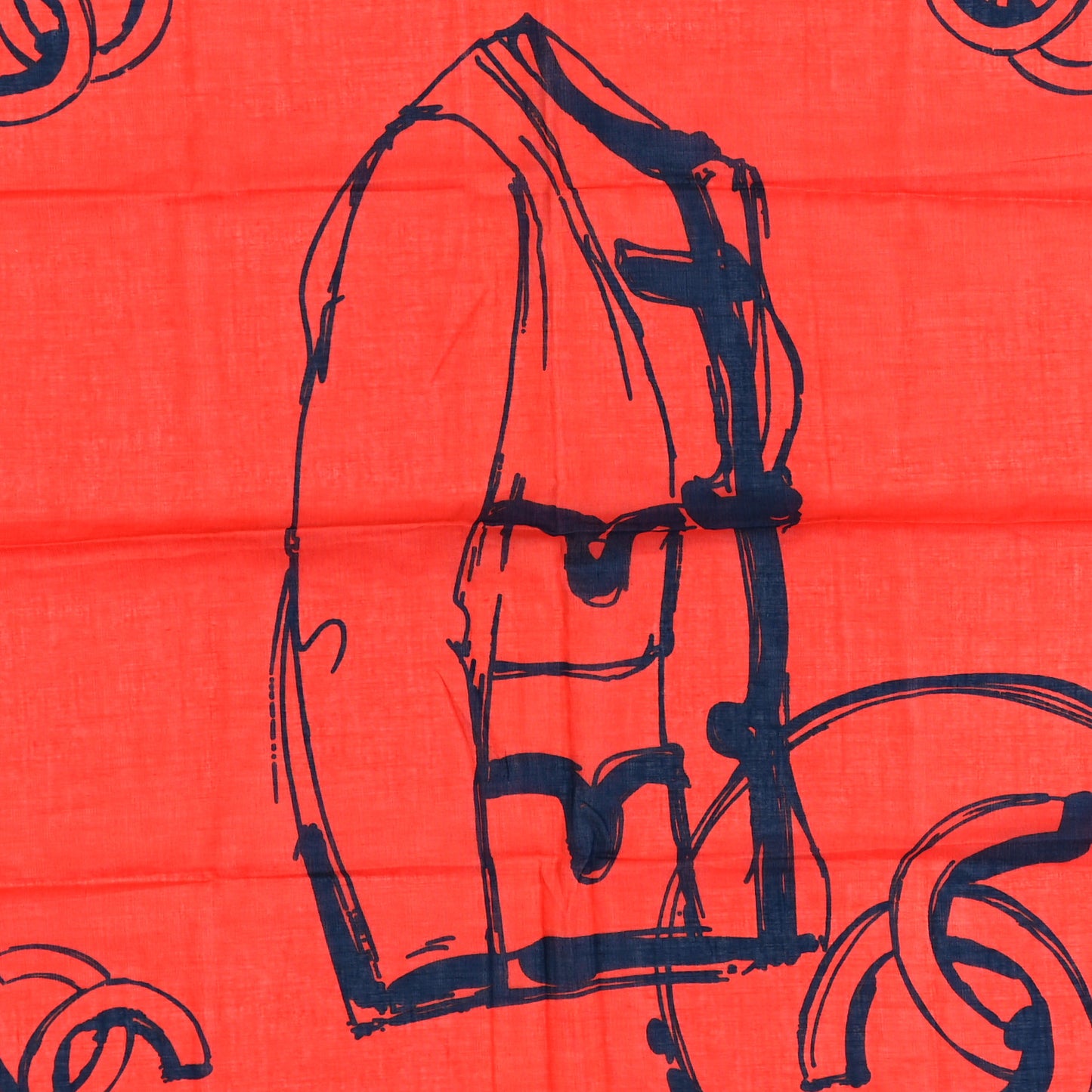Silk Print CC Square Scarf Blue Red