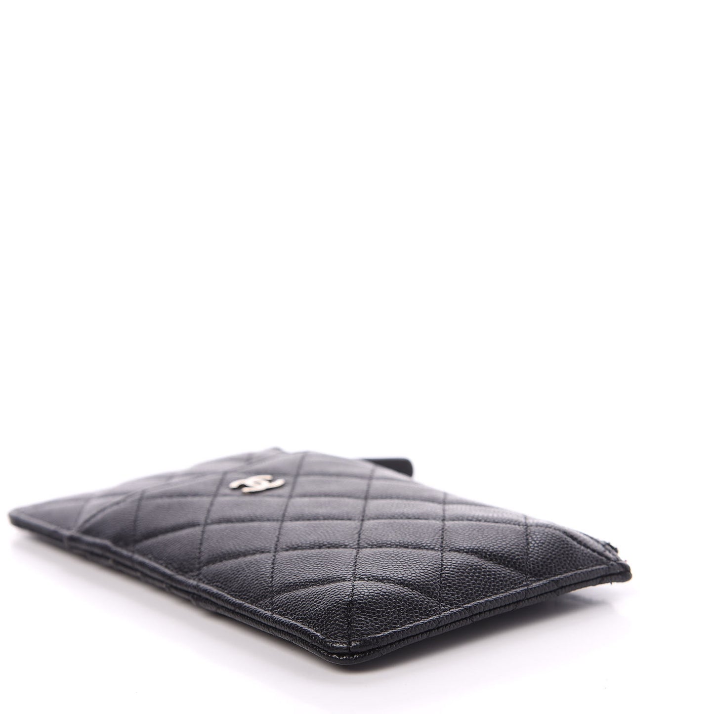 Caviar Quilted Classic Flat Wallet Pouch Black