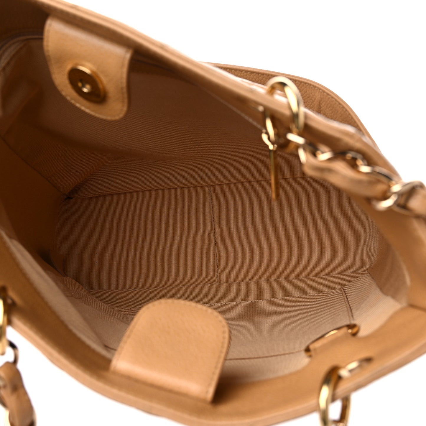 Caviar Quilted Petit Shopping Tote PST Beige