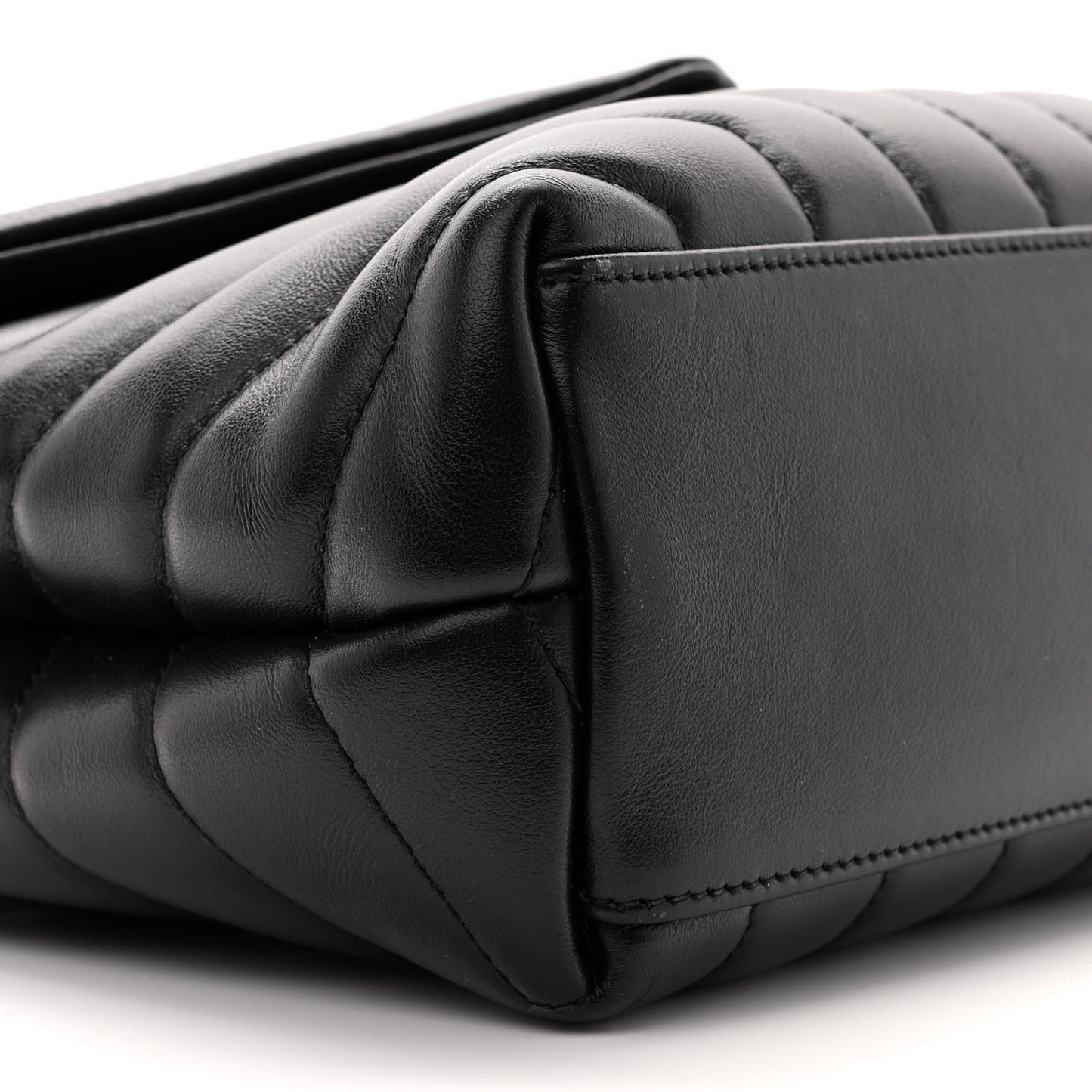 Calfskin Y Quilted Monogram Small Loulou Chain Satchel Black