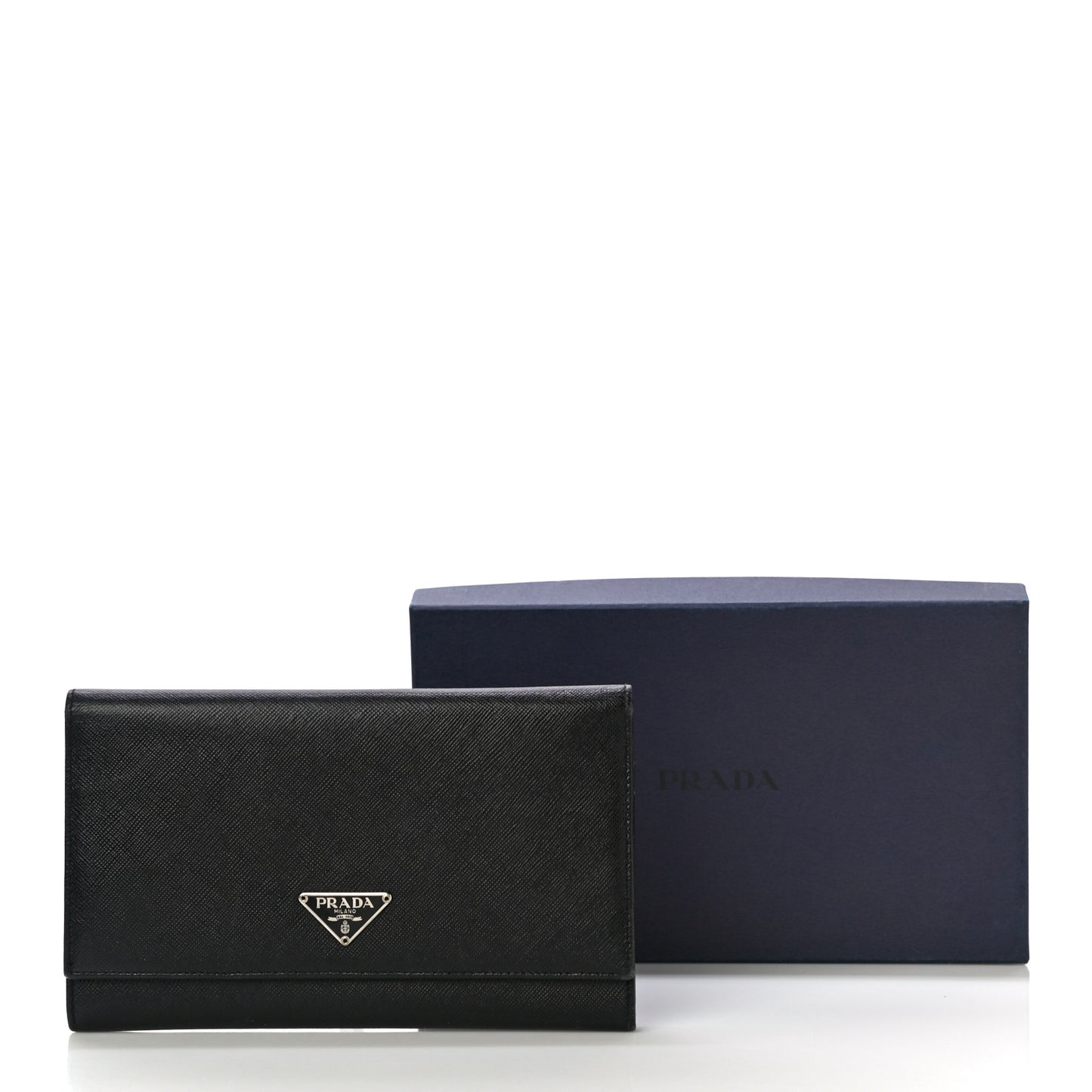Saffiano Triangle Flap Wallet Black