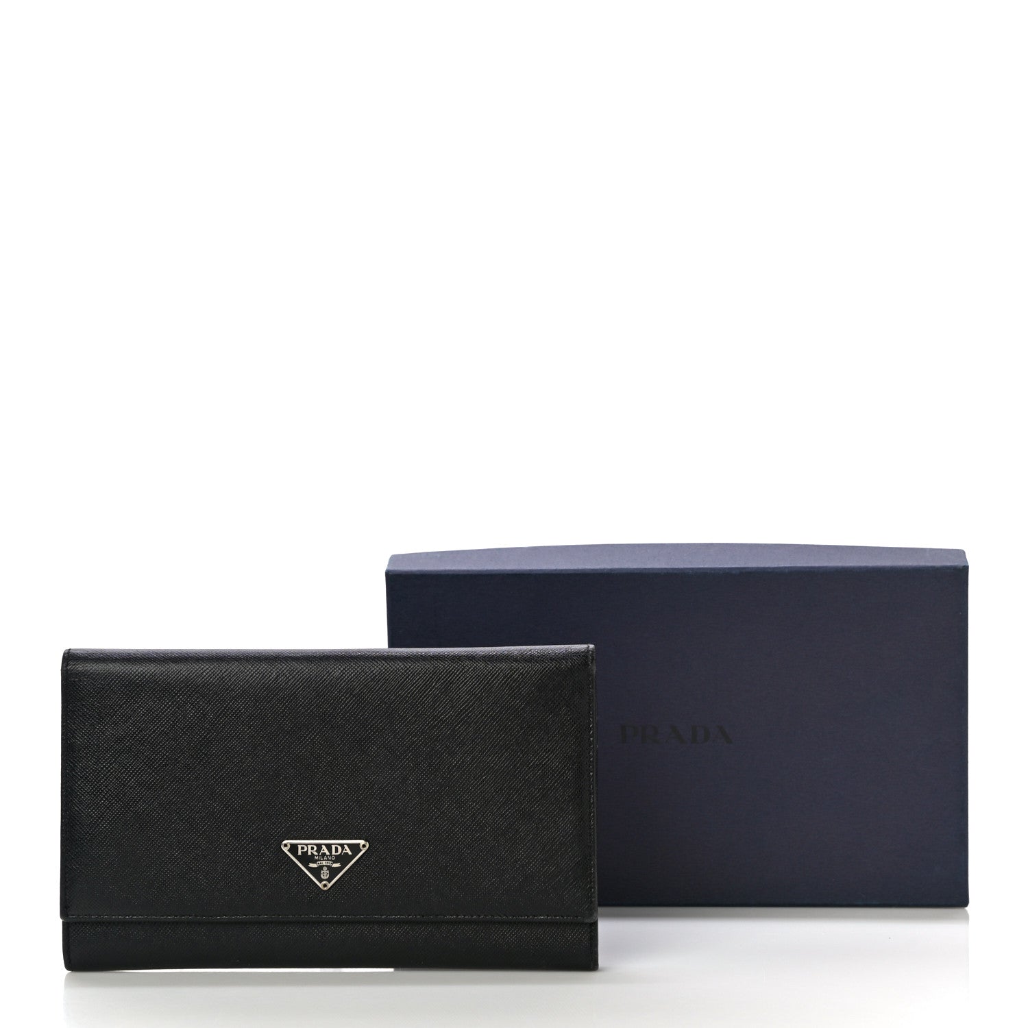 Prada Saffiano Triangle Flap Wallet Black 16 of 16