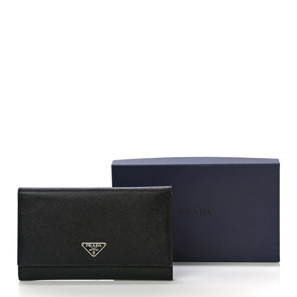 Prada Saffiano Triangle Flap Wallet Black 16 of 16