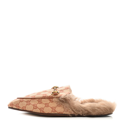 Gucci GG Monogram Fur Mens Princetown Slippers 7 Beige Ruggine Rust 1 of 10