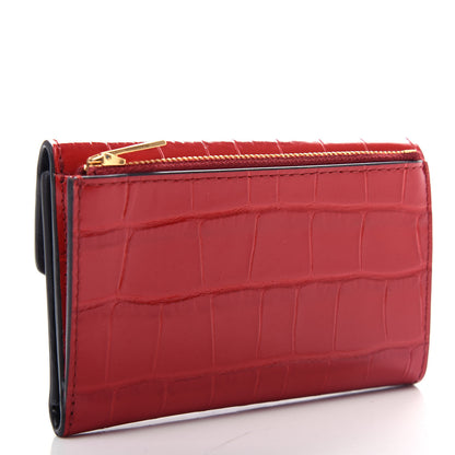 Mulberry Shiny Crocodile Embossed Stud Folded Multi Card Case Wallet Scarlet 3 of 6