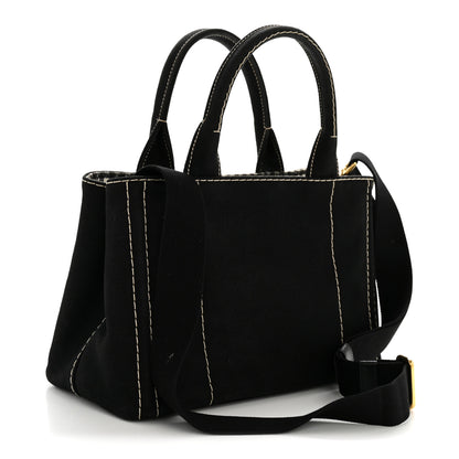 Prada Canapa Small Logo Tote Black Talco 3 of 17