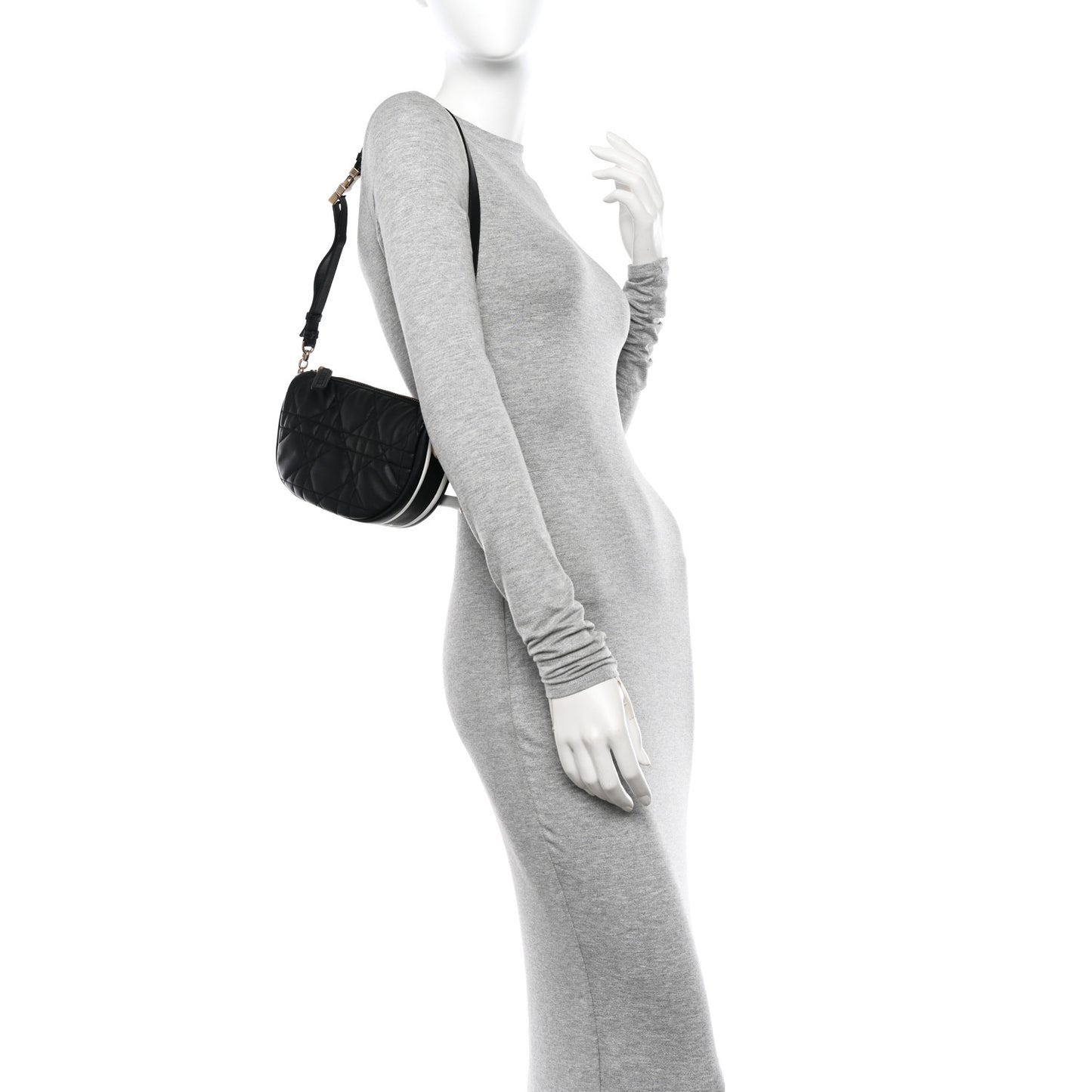 Lambskin Cannage Small Dior Vibe Hobo Bag Black