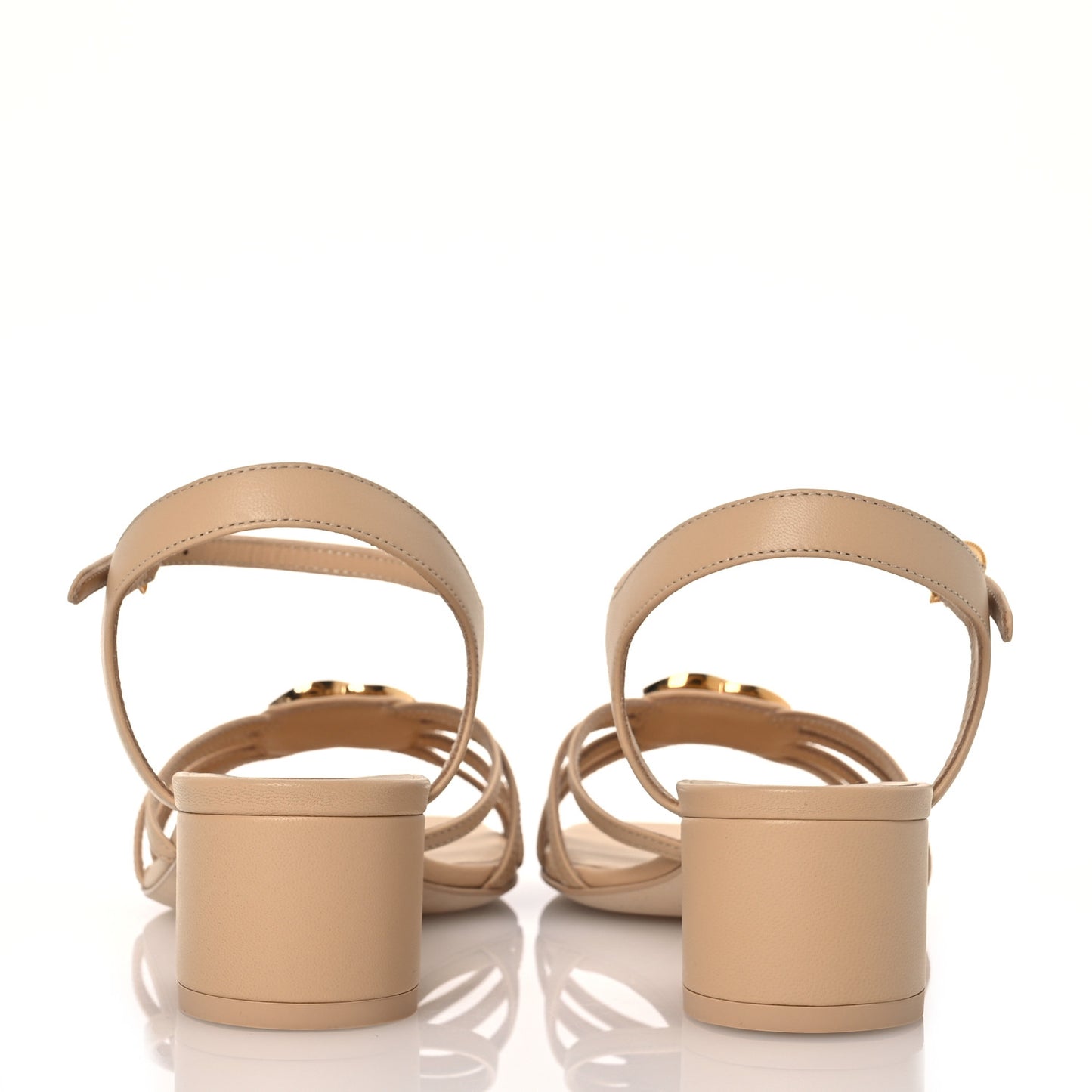 Lambskin Crystal CC Sandals 38.5 Beige