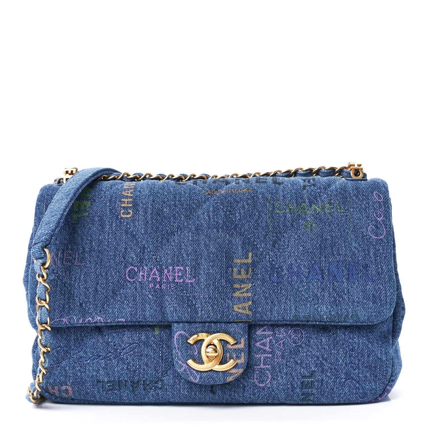 Chanel Denim Quilted Denim Large Mood Flap Blue Multicolor 1 of 12