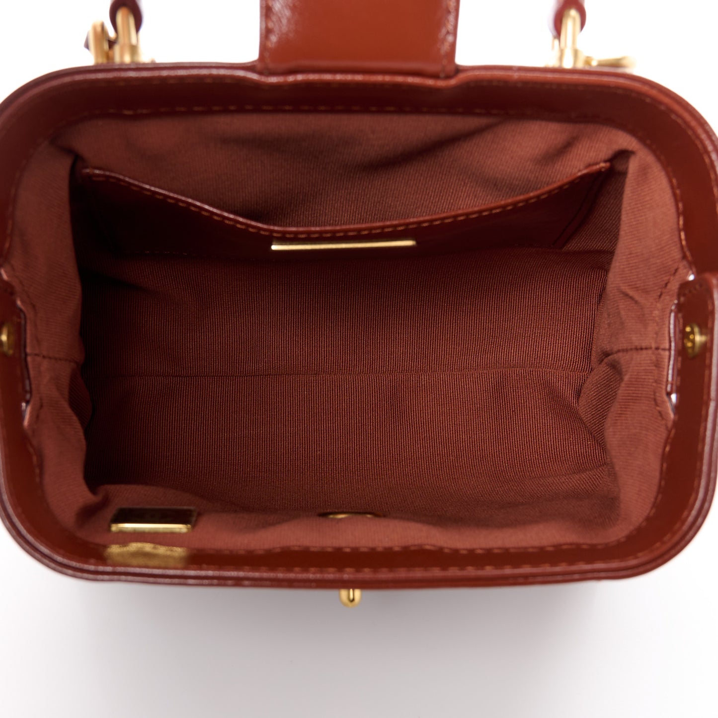 Shiny Lambskin Quilted Mini Cocodoc Top Handle Bag Brown
