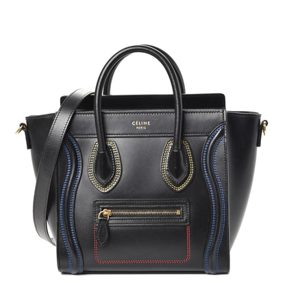Celine Smooth Calfskin Multicolor Double Stitching Nano Luggage Black 1 of 7