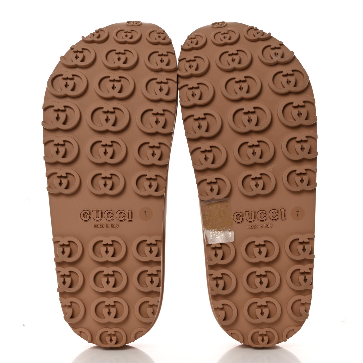 Soft Rubber Mens Interlocking G Platform 42mm Slide Sandals 7 Vintage Camel