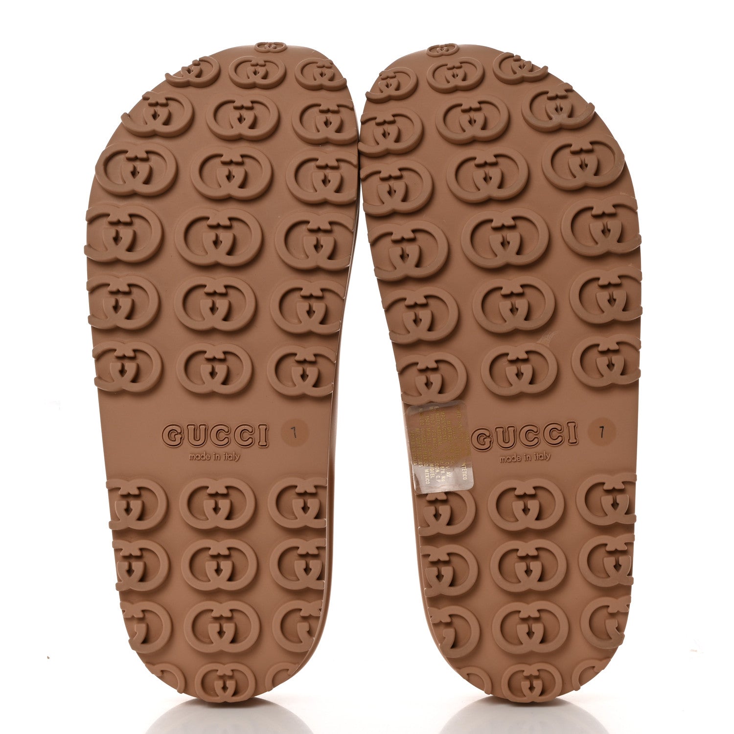 Gucci Soft Rubber Mens Interlocking G Platform 42mm Slide Sandals 7 Vintage Camel 5 of 9