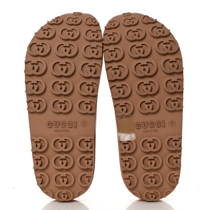 Gucci Soft Rubber Mens Interlocking G Platform 42mm Slide Sandals 7 Vintage Camel 5 of 9