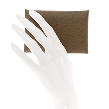 Hermes Epsom Calvi Card Case Etoupe 2 of 7