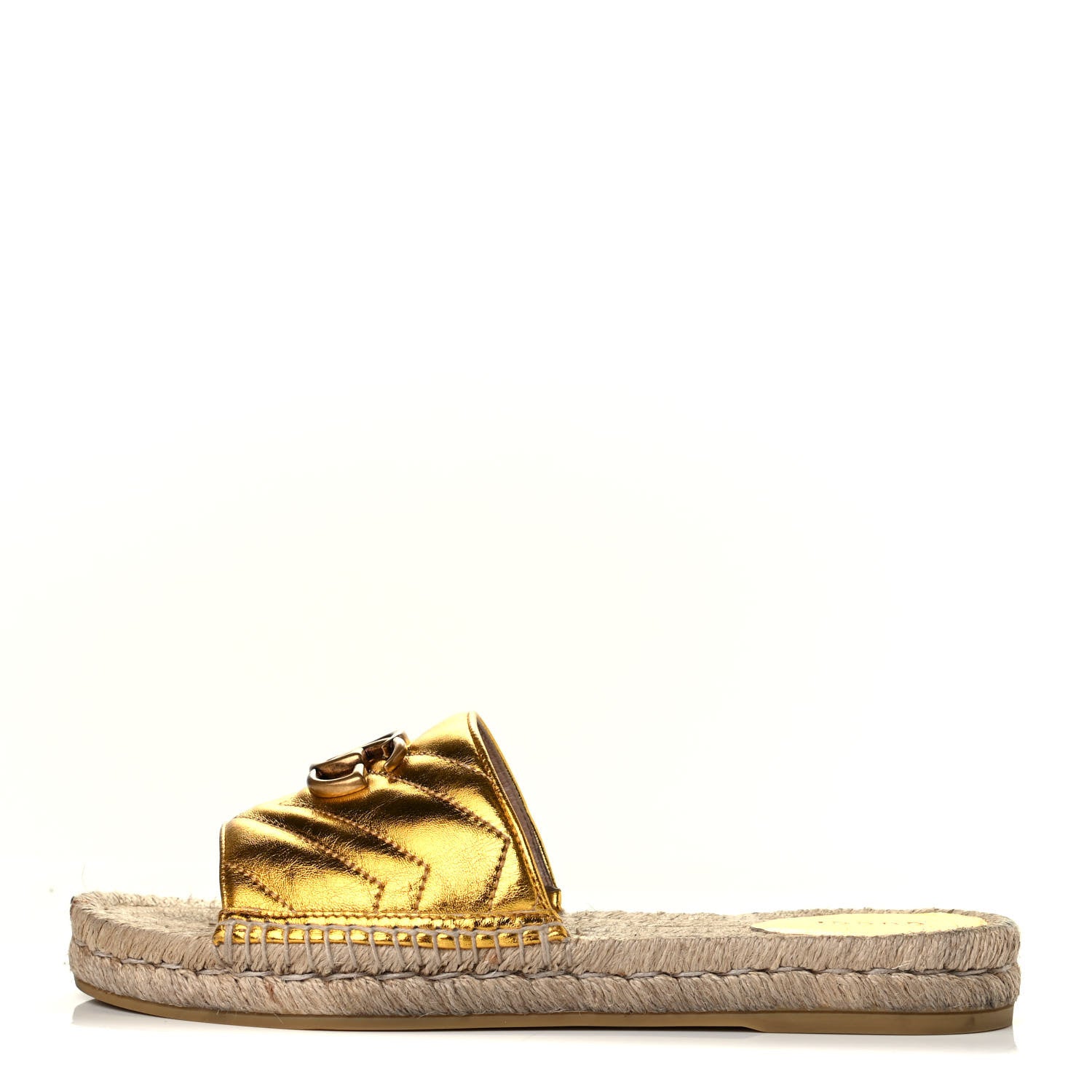 Gucci Metallic Nappa Matelasse GG Marmont Espadrille Slide Sandals 41 Oro 1 of 8