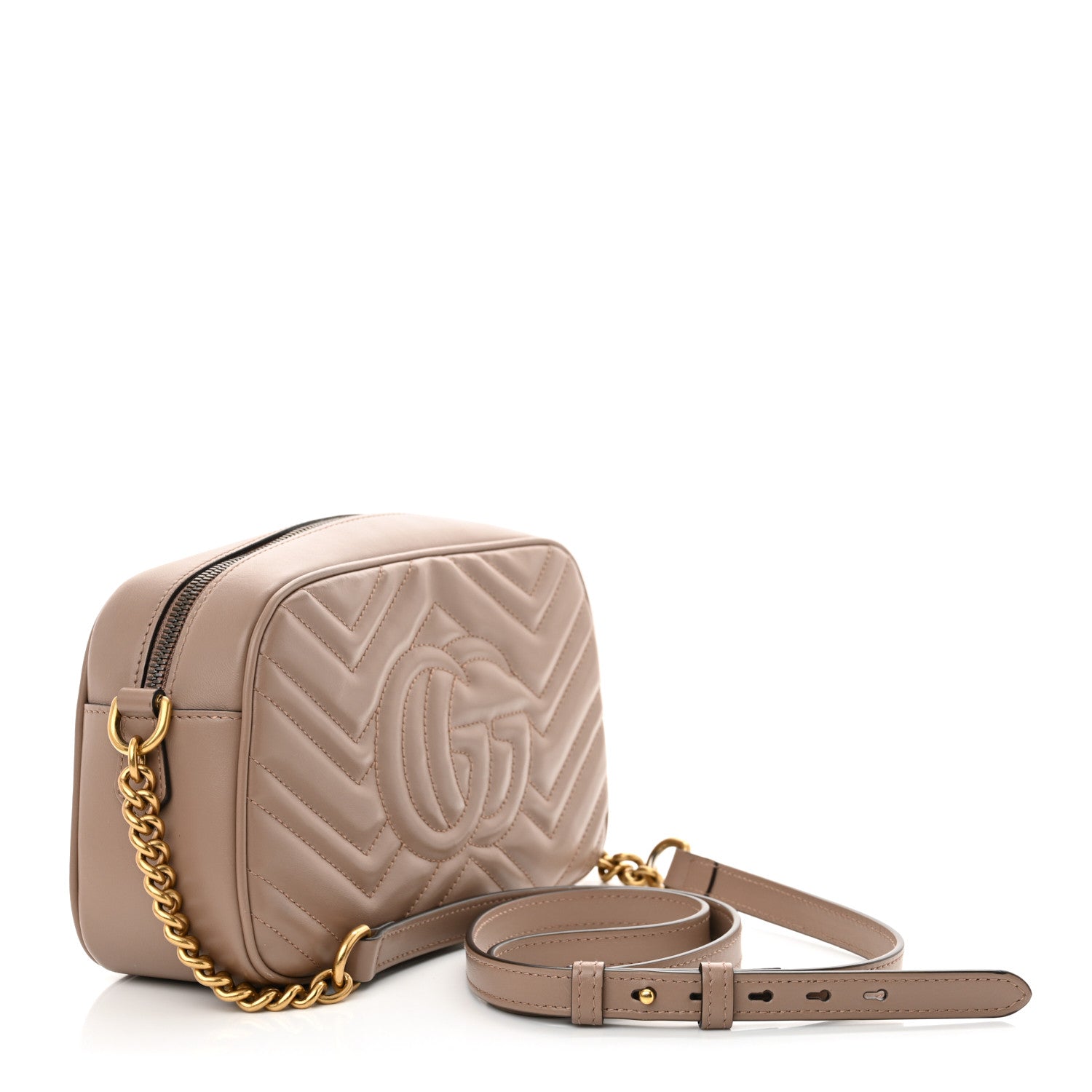 Gucci Calfskin Matelasse Small GG Marmont Chain Shoulder Bag Porcelain Rose 3 of 11