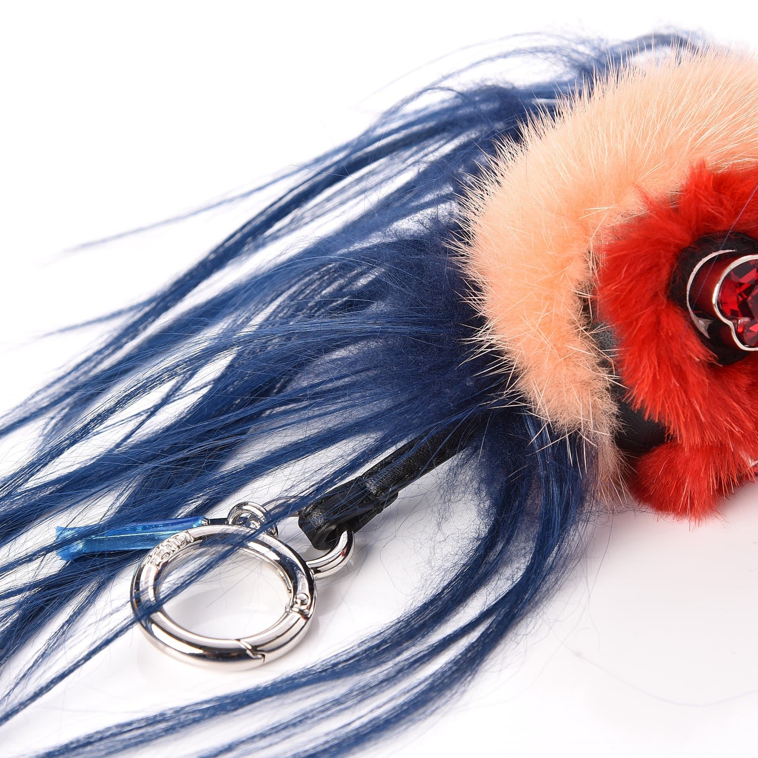 Fendi Goat Mink Fur Heart Bag Bug Charm Red Multicolor 3 of 5