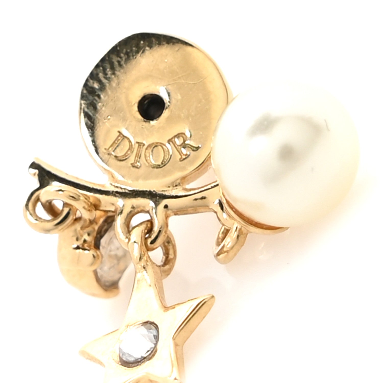 Christian Dior Pearl Crystal Dio(r)evolution Star Earrings Gold White 4 of 5