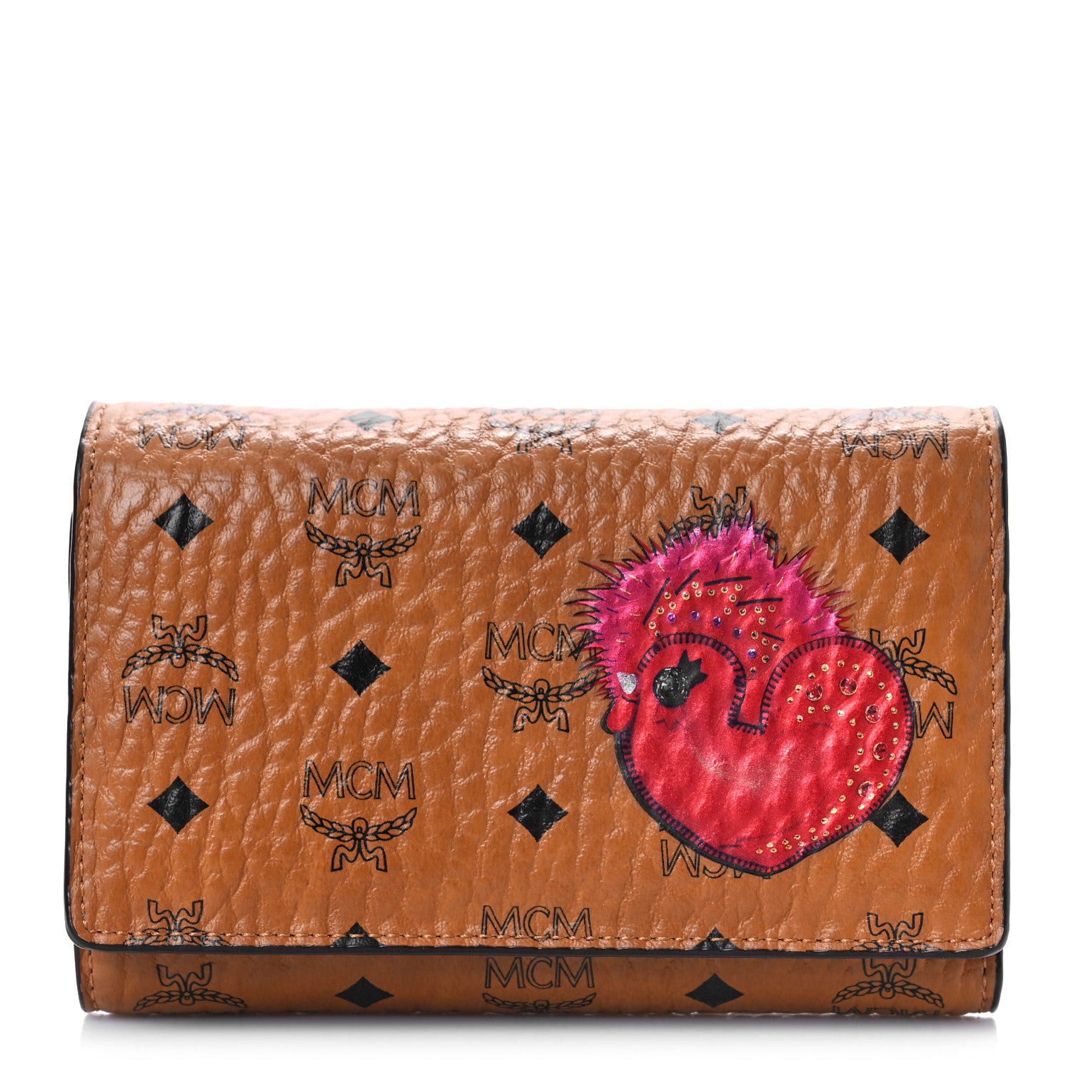 MCM Visetos New Year Series Rooster Three-Fold Flap Wallet Cognac 1 of 9