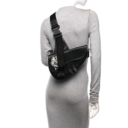 Christian Dior X SHAWN STUSSY Grained Calfskin Bee Saddle Bag Black 2 of 10