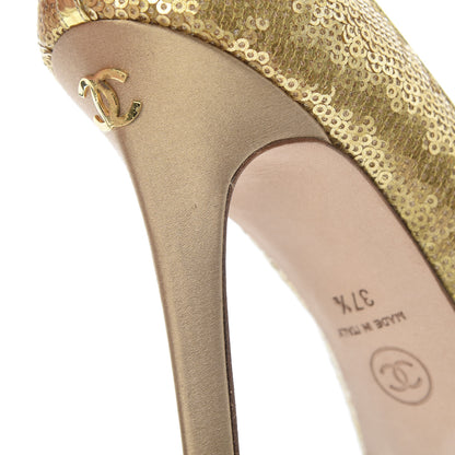 Chanel Sequin Pumps 37.5 Gold 11 of 12
