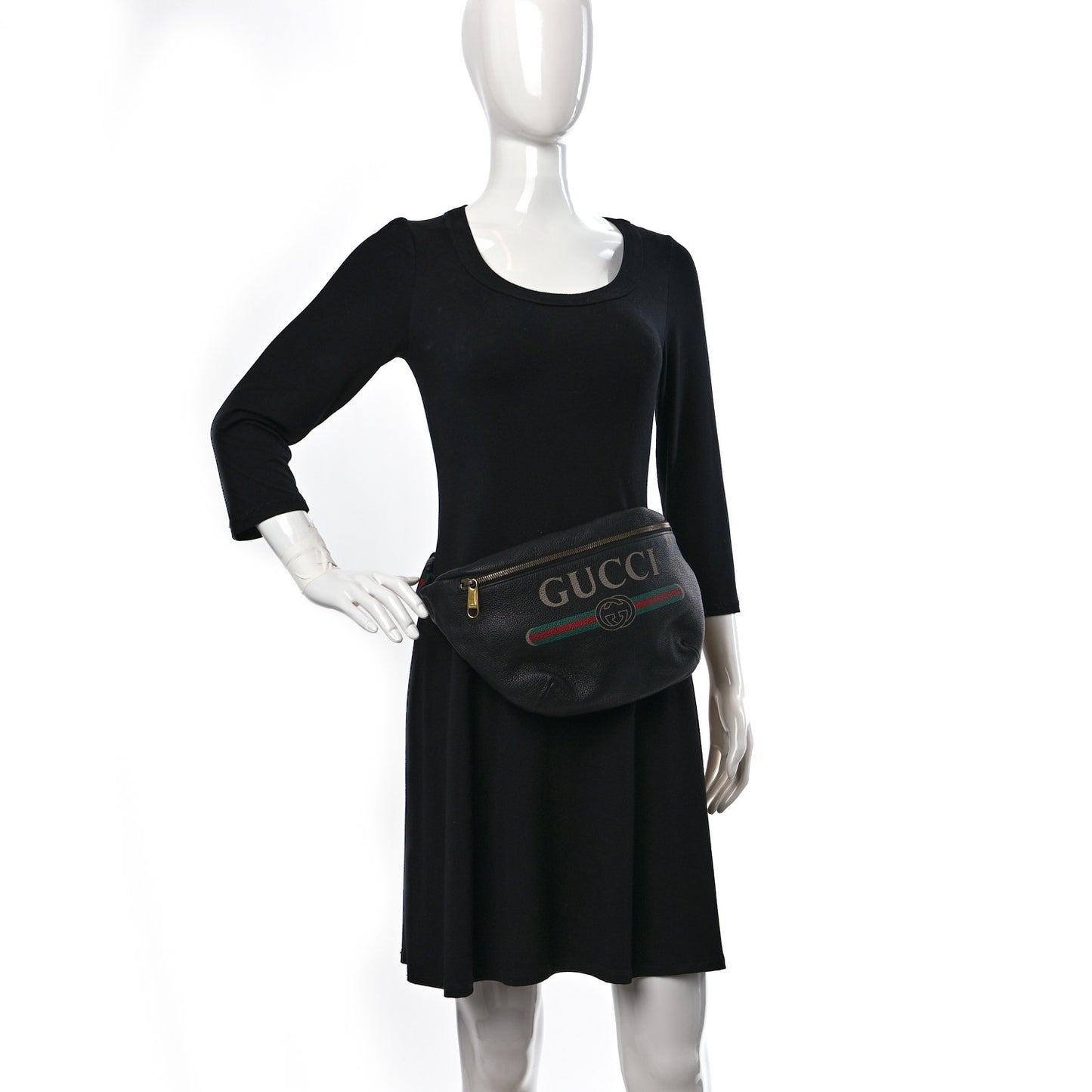 Grained Calfskin Logo Belt Bag Black