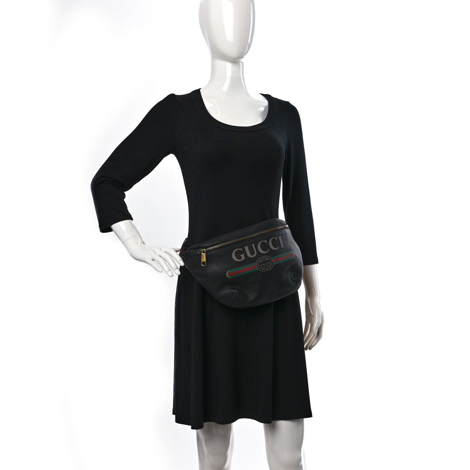 Gucci Grained Calfskin Logo Belt Bag Black 2 of 9
