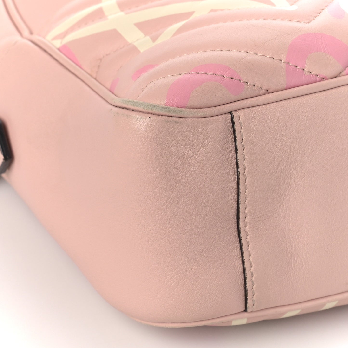Calfskin Matelasse GucciGhost Medium GG Marmont Chain Shoulder Bag Perfect Pink Rosa Ivory