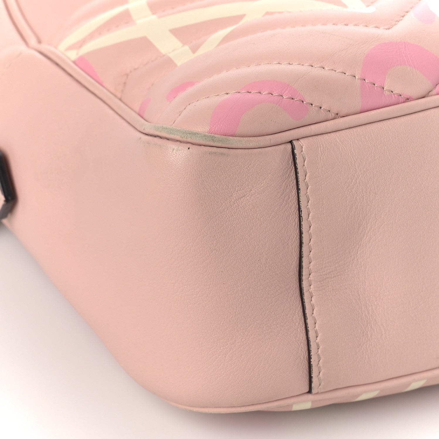 Gucci Calfskin Matelasse GucciGhost Medium GG Marmont Chain Shoulder Bag Perfect Pink Rosa Ivory 10 of 11
