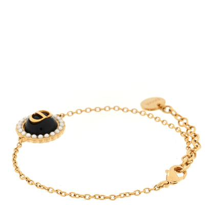 Christian Dior Pearl Glass Petit CD Baroque Bracelet Gold Black 3 of 5
