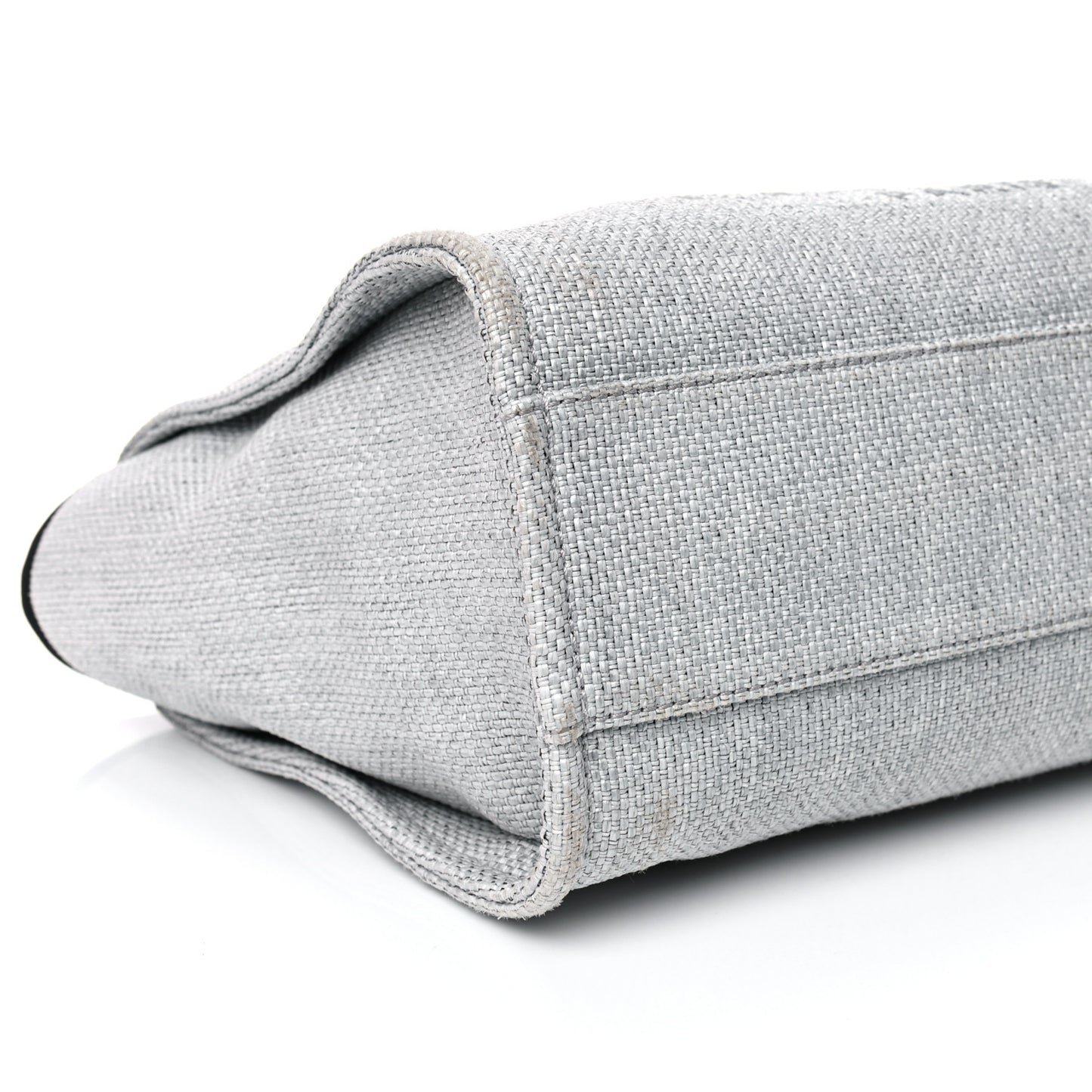 Woven Straw Raffia Small Deauville Tote Grey