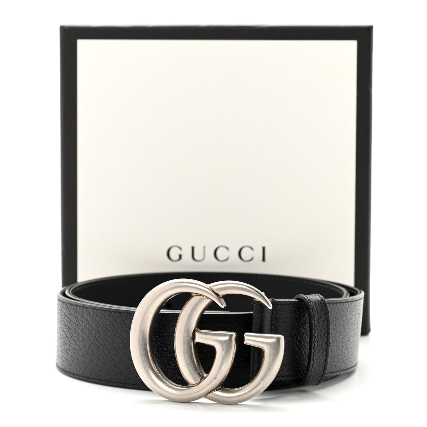 Textured Dollar Calfskin Nickel Double G 40mm Belt 85 34 Black