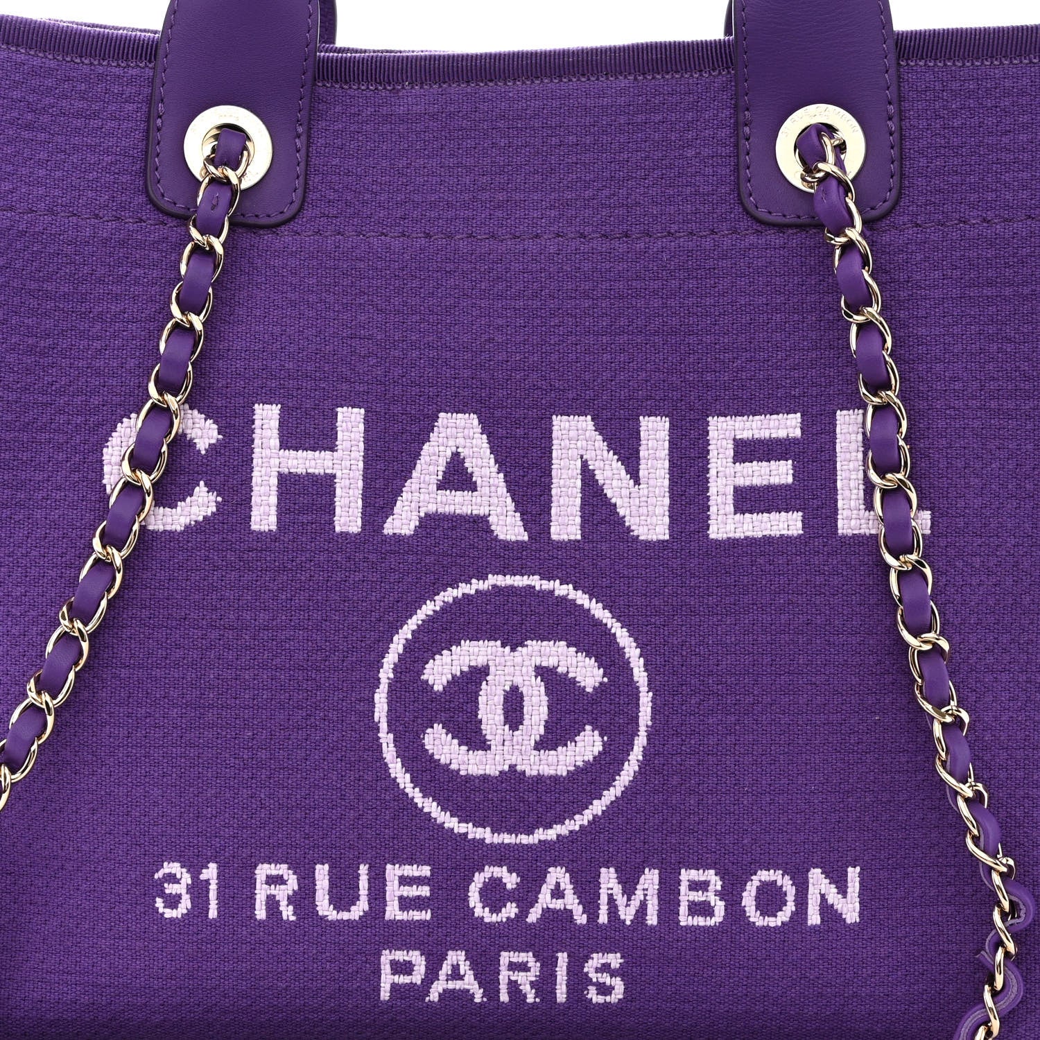Chanel Mixed Fibers Small Deauville Tote Purple 10 of 13