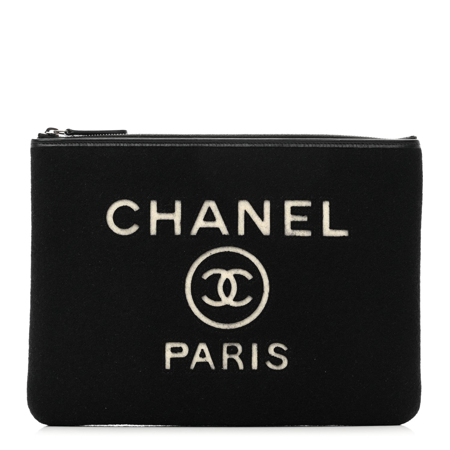 Chanel Wool Medium Deauville Cosmetic Pouch Black 1 of 7