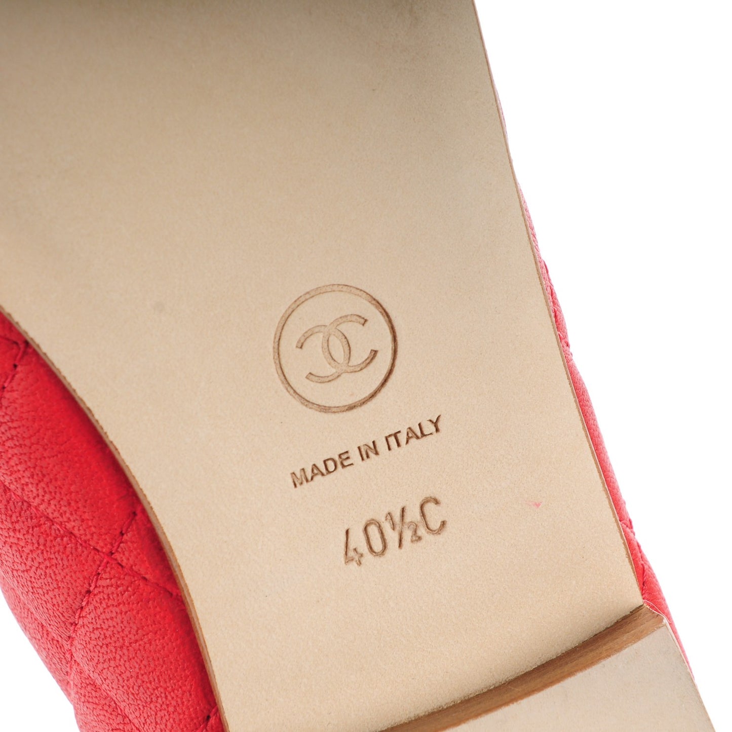 Lambskin Quilted CC Ballerina Flats 40.5 Red