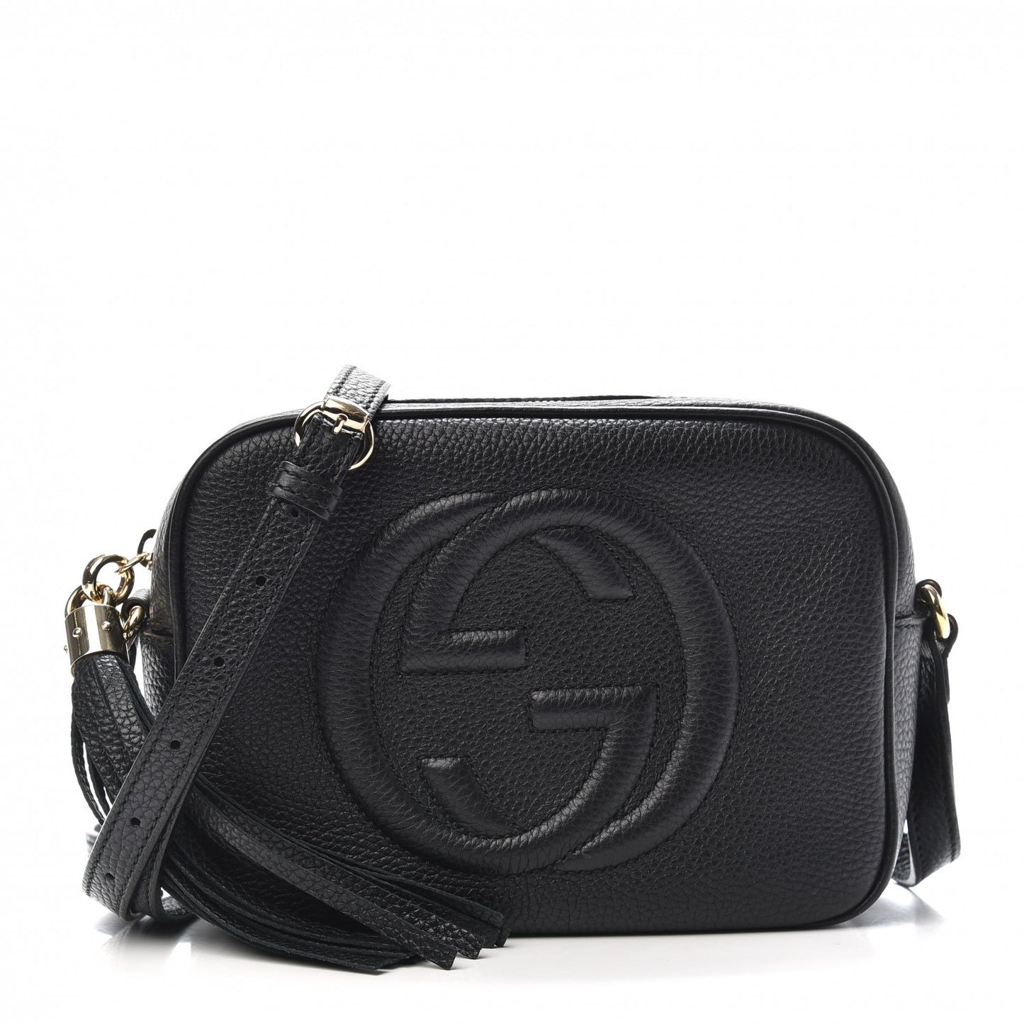 Pebbled Calfskin Small Soho Disco Bag Black
