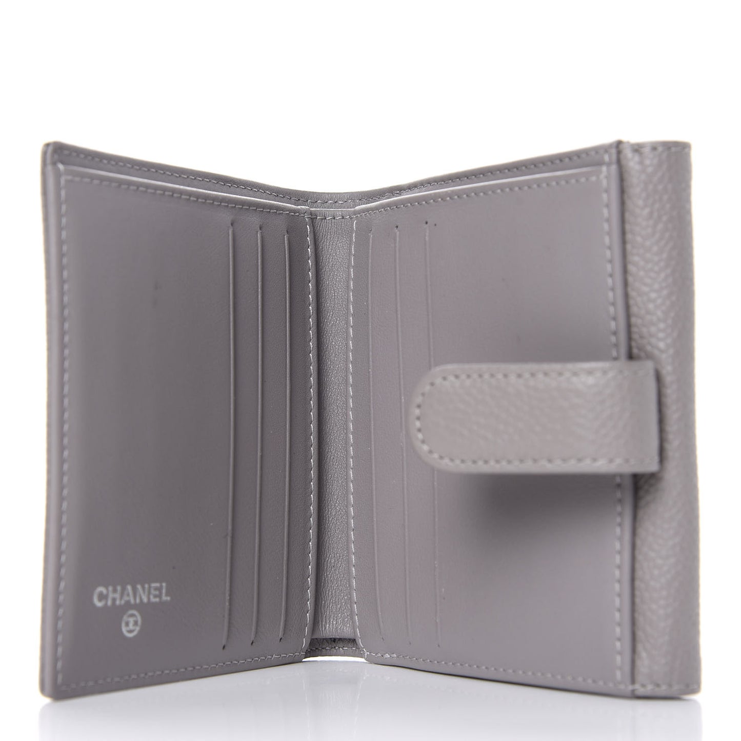 Caviar Timeless CC Compact French Wallet Light Grey