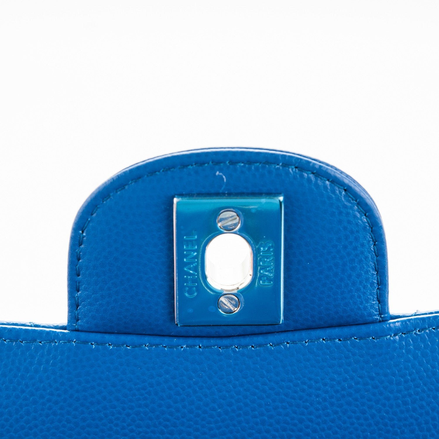 Chanel Caviar Chevron Quilted Mini Square Flap Blue 6 of 8