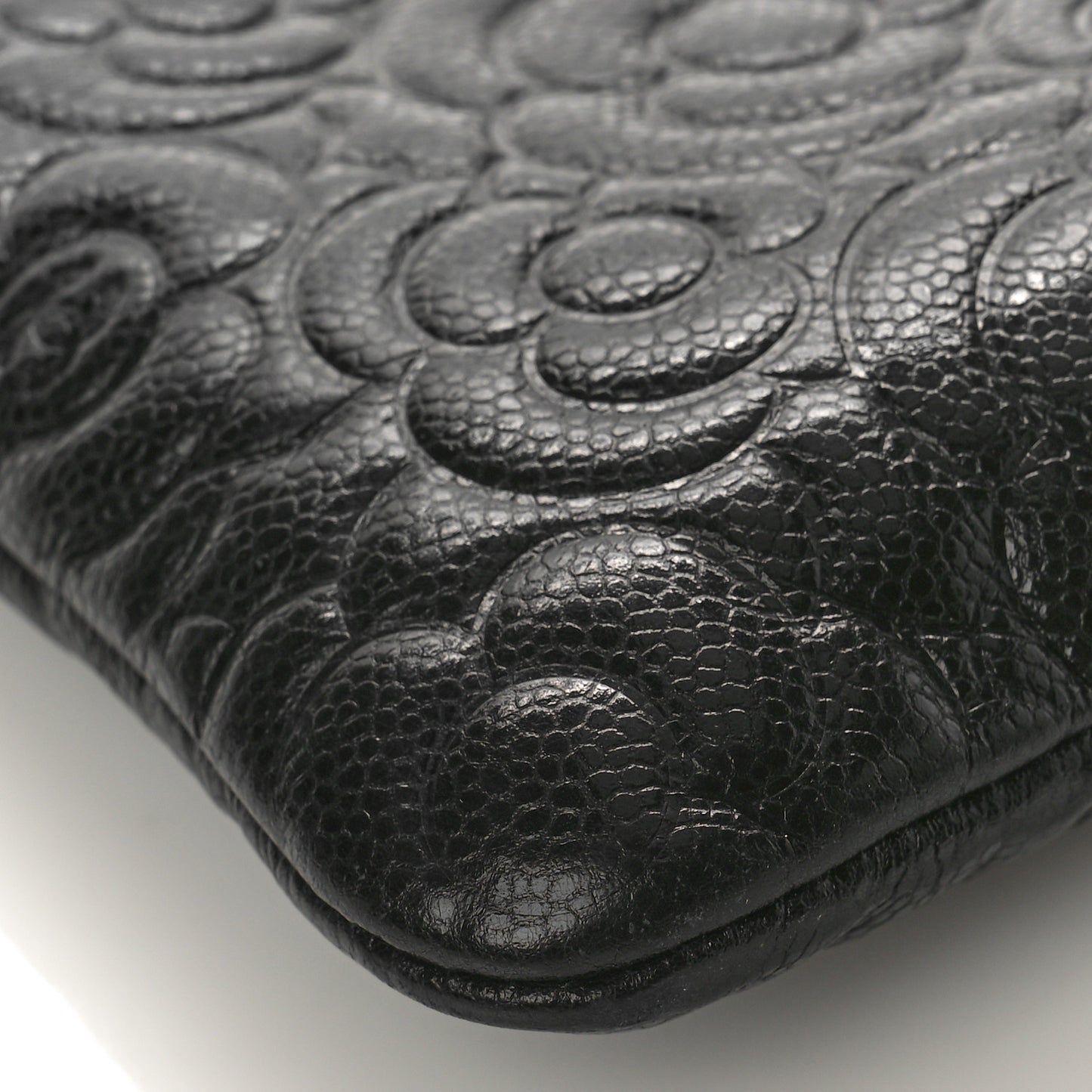 Caviar Camellia Embossed Medium Cosmetic Case Black