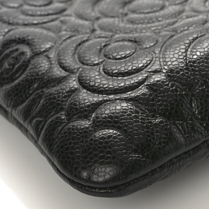 Chanel Caviar Camellia Embossed Medium Cosmetic Case Black 7 of 8