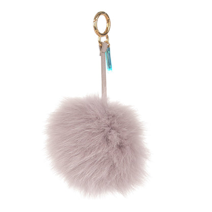 Fendi Fox Fur Vitello Elite Pom Pom Bag Charm Grigio Perla 1 of 5