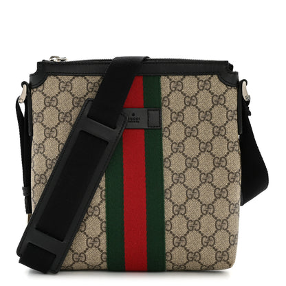 Gucci GG Supreme Monogram Web Messenger Bag Black 1 of 13