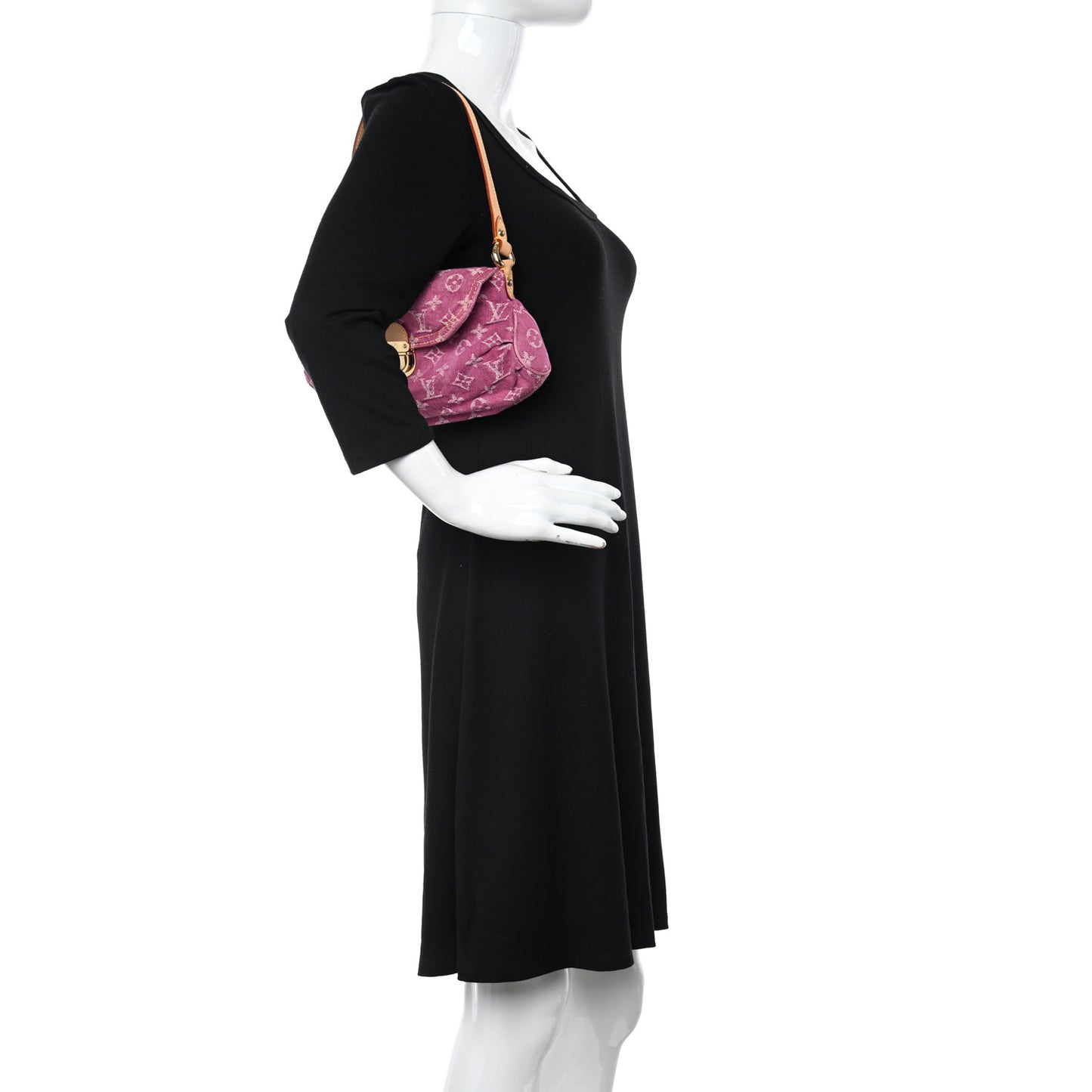 Monogram Denim Mini Pleaty Fuchsia