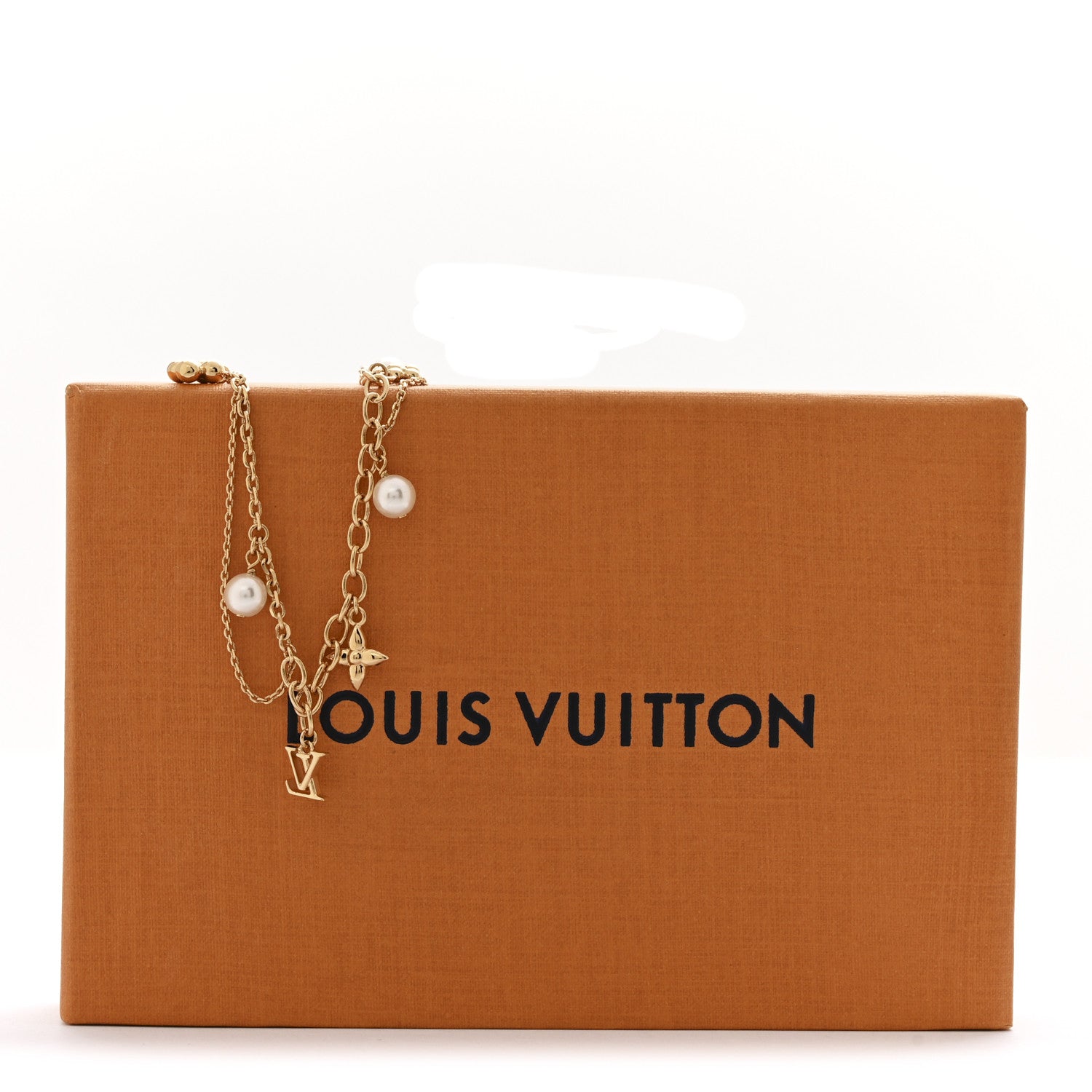 LOUIS VUITTON パールチェーン Louis Vuitton Metal Blooming Pearls Necklace Gold 1764956